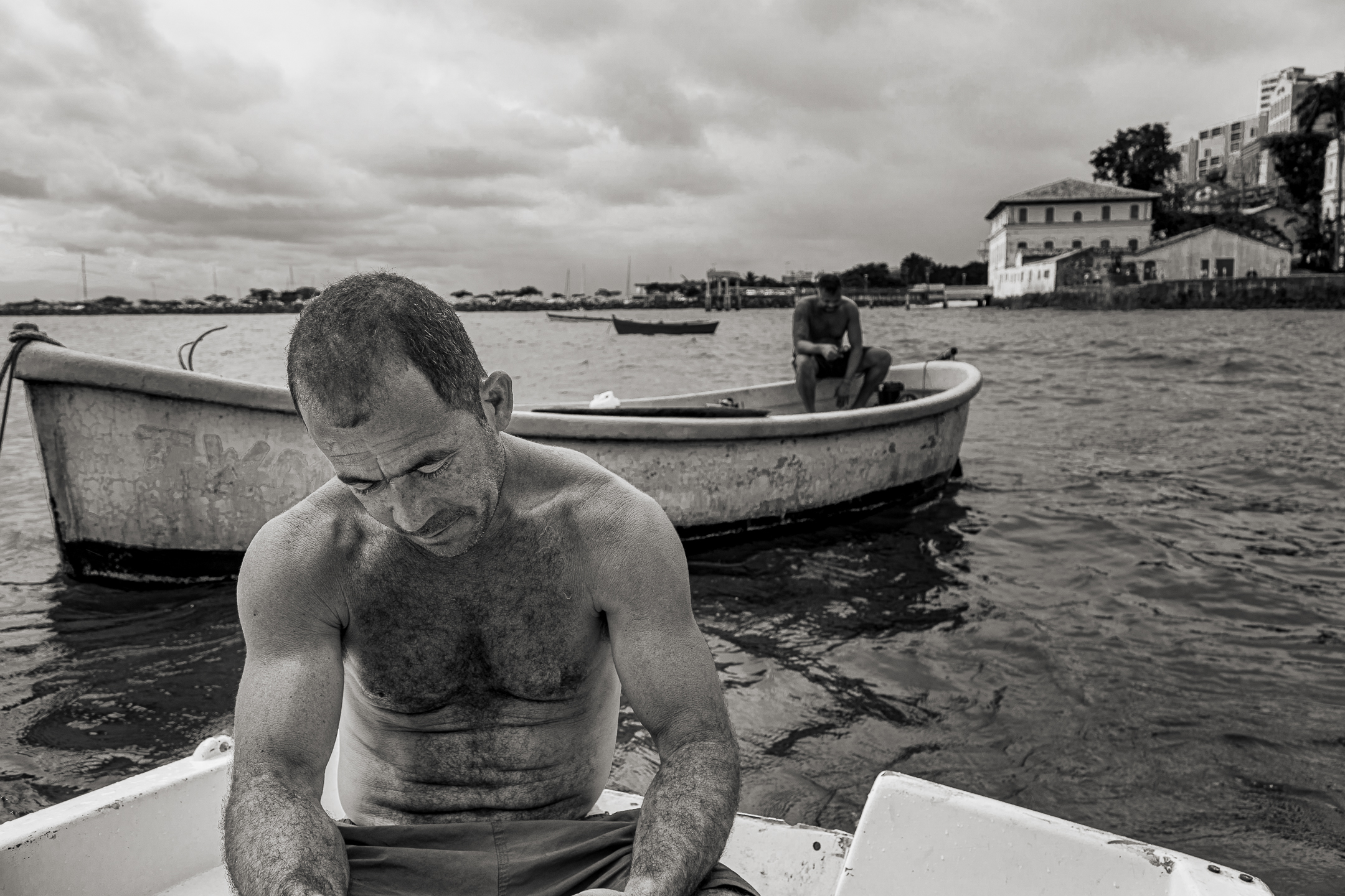 Man fishing in Salvador Bahia, Brazil